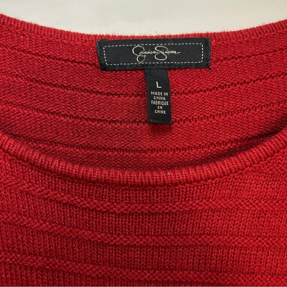 Jessica Simpson Red Sweater Mini Dress Long Sleeve Knit Fit and Flare A-Line - Picture 5 of 5